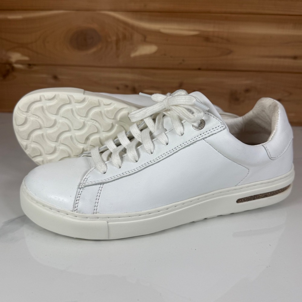 Birkenstock Bend Low White Leather Sneakers Lace Up Shoes Womens 38/US 7 Narrow